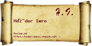 Héder Imre névjegykártya